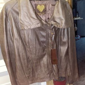 Brand new brown leather like jacket
